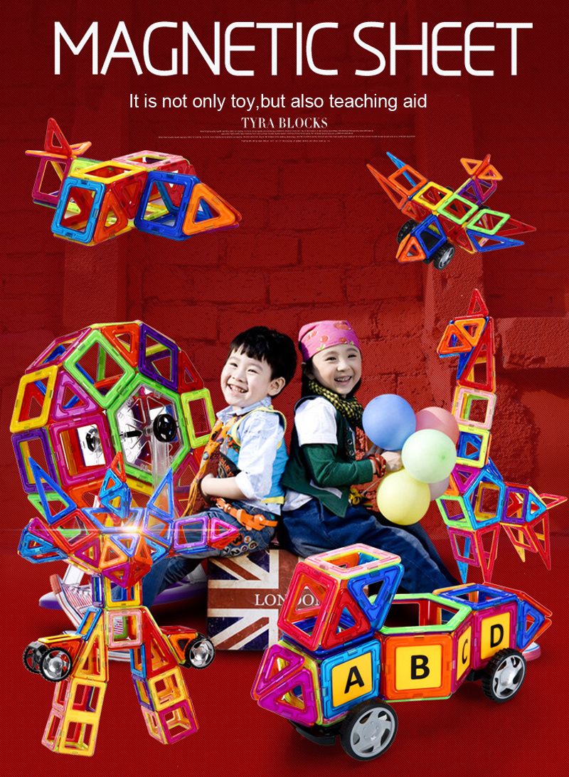 Blocos Magnéticos de Construção Infantil, Kit Educativo de Montar