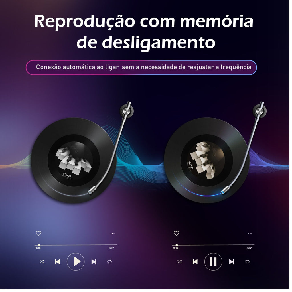 Carregador Veicular Turbo Bluetooth 3.1A 2 Portas USB Transmissor FM Mãos Livres MP3 Player para Carro