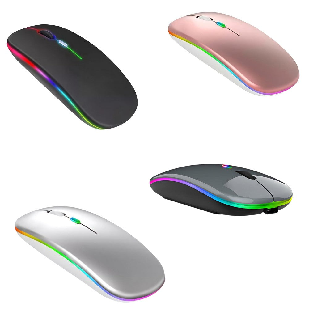 Mouse Wireless Recarregável Led RGB 2.4 Ghz Sem Fio
