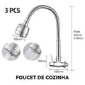 Torneira de Cozinha de Parede Flexível Prata com Cabeça Pulverizadora