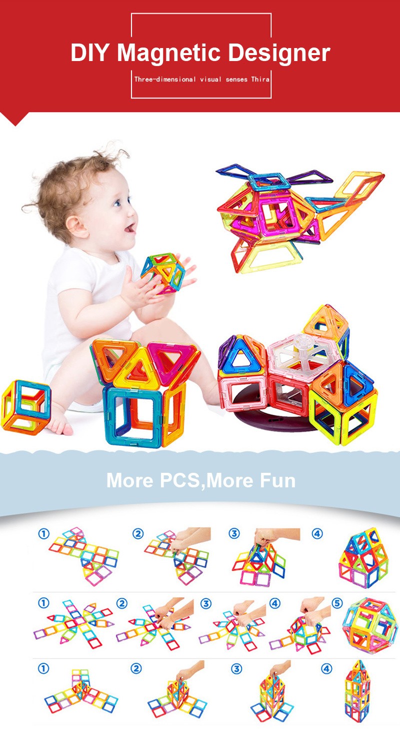 Blocos Magnéticos de Construção Infantil, Kit Educativo de Montar